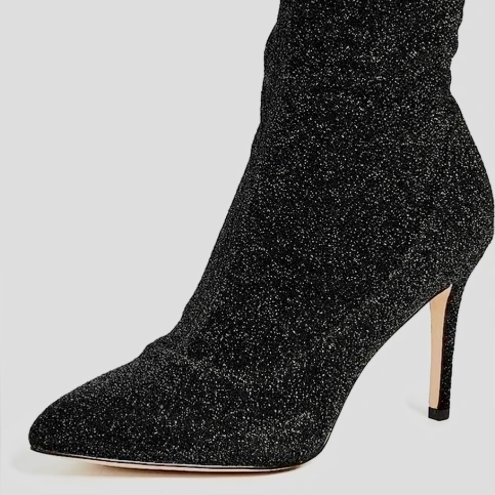 Sam Edelman Heeled Ankle Boots - Black Metallic Stretch